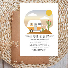Invitación Adventure Desert Yellow Camper Neutral Baby Shower