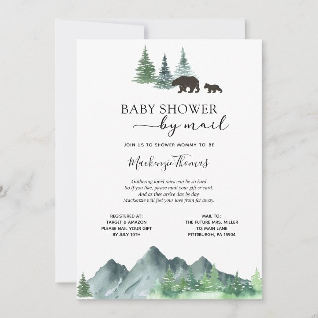 Invitación Adventure empieza a llevar Baby Shower por correo (Anverso)