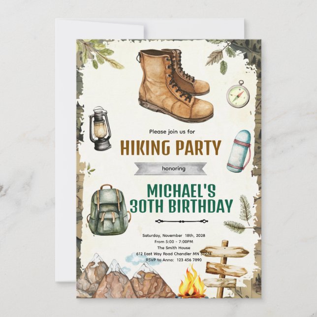 Invitación Adventure hiking camping party Invitation (Anverso)