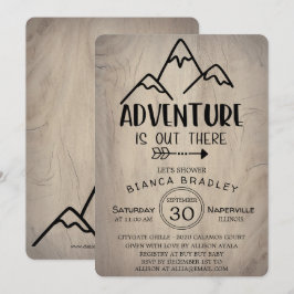 Invitación Adventure Is Out There Wood Mountain Baby Shower