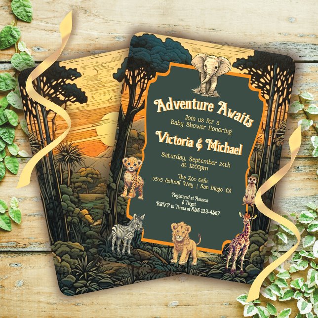 Invitación Adventure Jungle Animals Baby Shower (Subido por el creador)