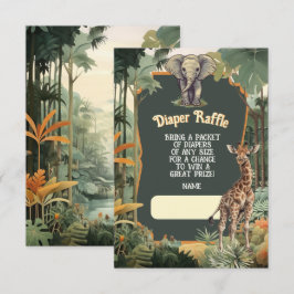 Invitación Adventure Jungle Animals Shower Diaper Raffle