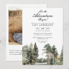 Invitación Adventure Lake Forest Photo QR Code Baby Shower