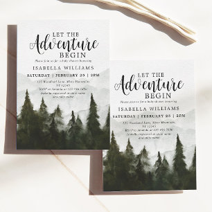 Invitación Adventure Misty Forest Baby Shower