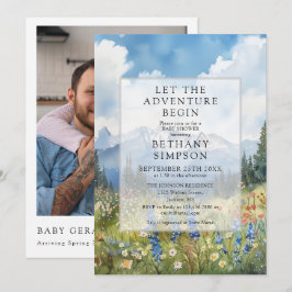 Invitación Adventure Mountain Photo QR Code Baby Shower