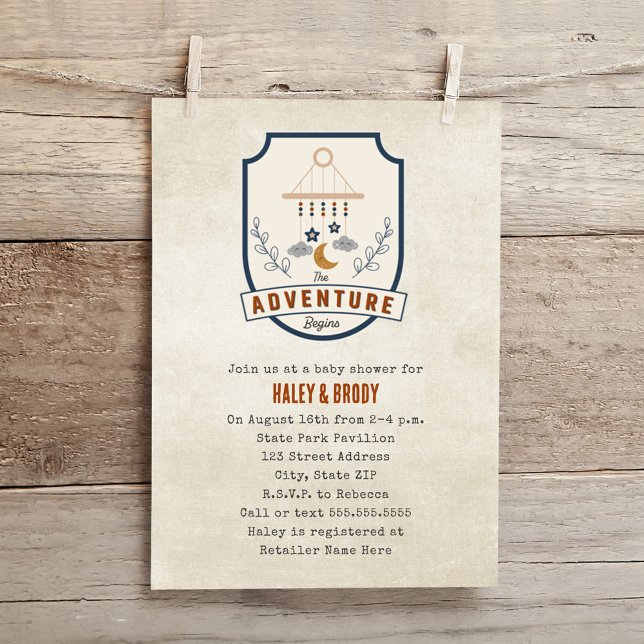 Invitación Adventure Patch Neutral Baby Shower (Subido por el creador)