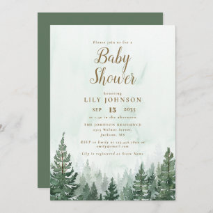 Invitación Adventure Pine Tree Forest Baby Shower
