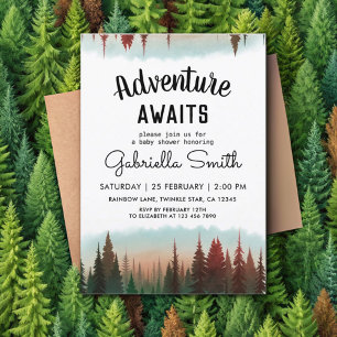 Invitación Adventure Rustic Forest Baby Shower