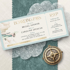 Invitación Adventure Travel Boarding Pass Bridal Shower