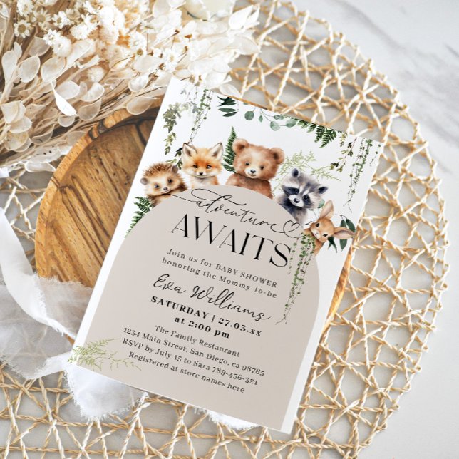 Invitación Adventure Woodland Animal Neutral Baby Shower (Subido por el creador)