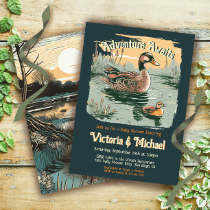 Invitación Adventure Woodland Mallord Duck Baby Shower