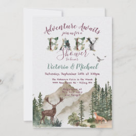 Invitación Adventure Woodland Mountain Baby Shower