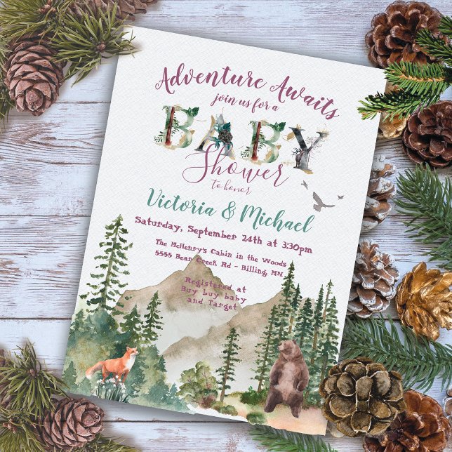 Invitación Adventure Woodland Mountain Baby Shower (Subido por el creador)