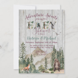 Invitación Adventure Woodland Mountain Baby Shower