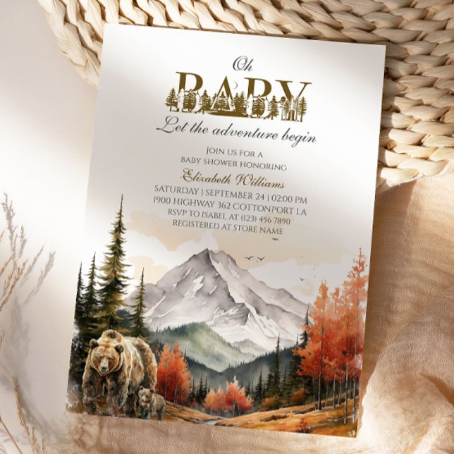 Invitación Adventure Woodland Oh Baby Mountain Bear Baby (Subido por el creador)
