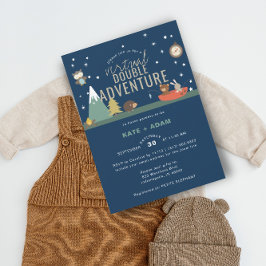 Invitación Adventure Woodland Twin Boys Virtual Baby Shower