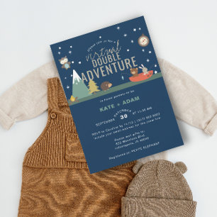 Invitación Adventure Woodland Twin Boys Virtual Baby Shower