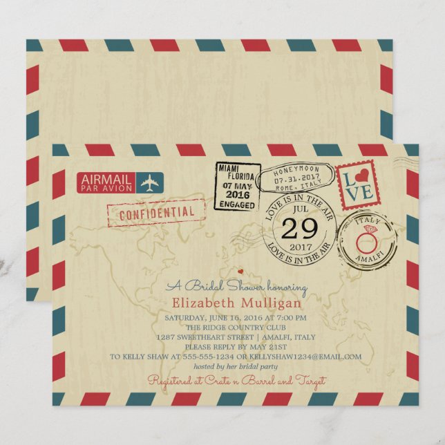 Invitación Aeródromo Mundial de Viajeros de Italia | Bridal S (Anverso / Reverso)