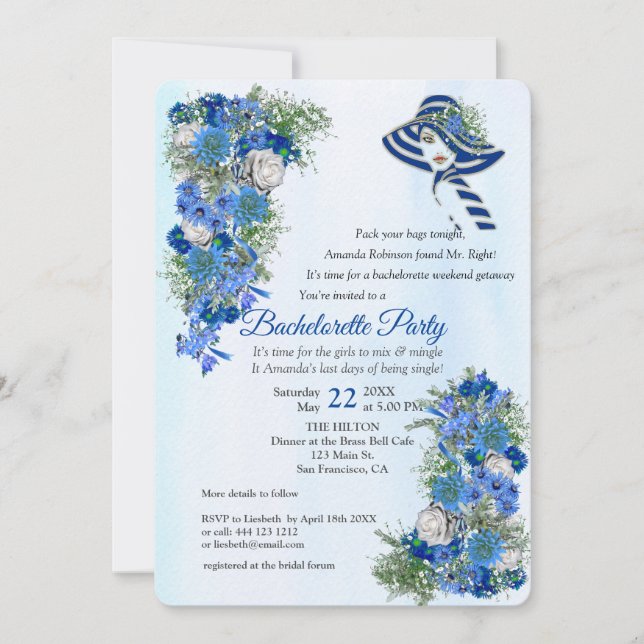 Invitación Aerolínea geométrica de oro - Bachelorette de Flor (Anverso)
