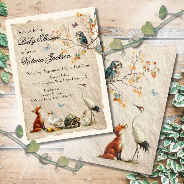 Invitación Aesop's Storybook Characters Baby Shower (Subido por el creador)