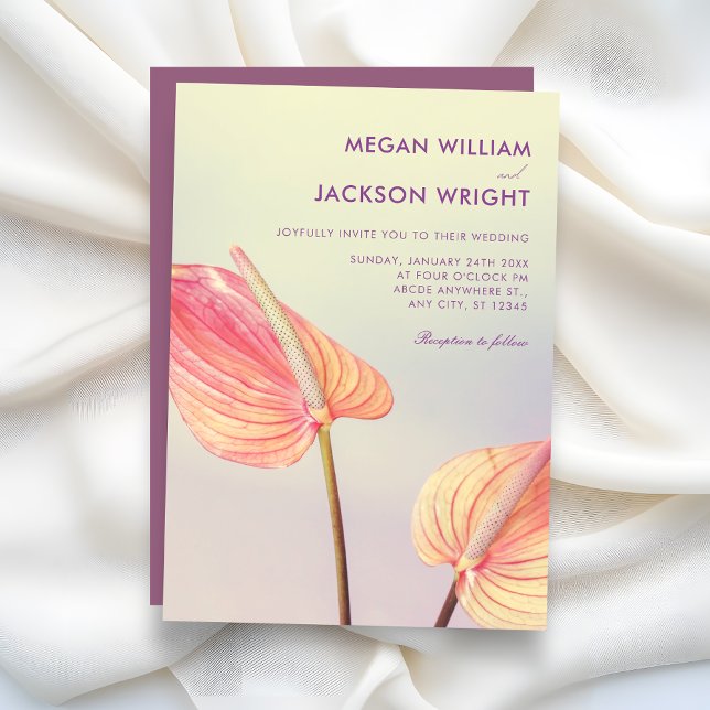 Invitación Aesthetic Floral Anthurium minimalist wedding (Subido por el creador)