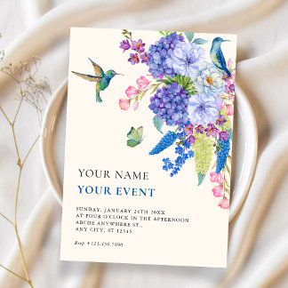 Invitación Aesthetic floral bird elegant 