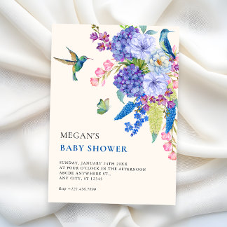 Invitación Aesthetic floral bird elegant baby shower