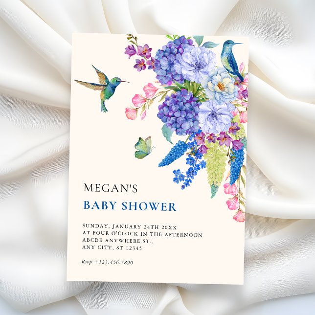 Invitación Aesthetic floral bird elegant baby shower (Subido por el creador)