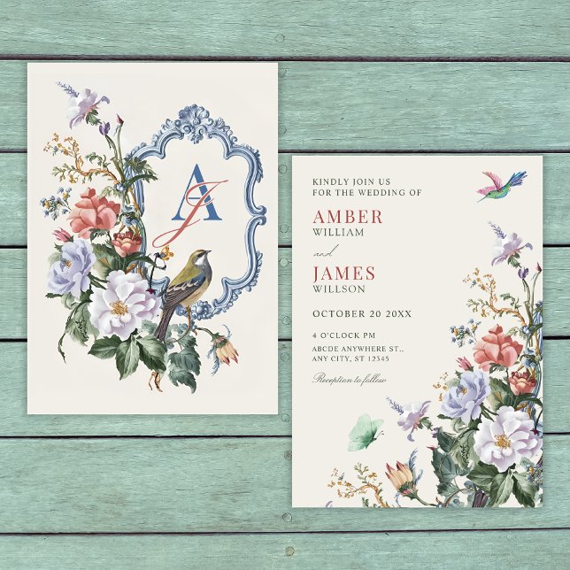 Invitación Aesthetic Floral bird wedding  (Subido por el creador)