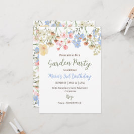 Invitación Aesthetic Garden Party Floral Birthday Invitation