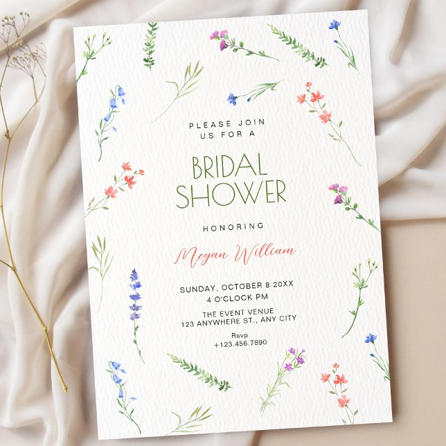 Invitación Aesthetic Minimalist falling flowers bridal shower (Subido por el creador)