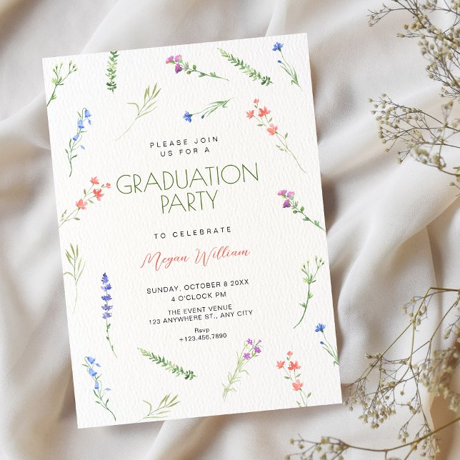 Invitación Aesthetic Minimalist falling flowers graduation (Subido por el creador)