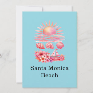 Invitación Aesthetic Pink Beach Sunset Watercolor