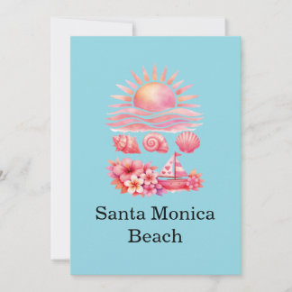 Invitación Aesthetic Pink Beach Sunset Watercolor