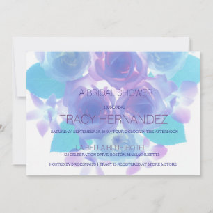 Invitación Afecto de Flores   Morple Aqua Floral Bridal