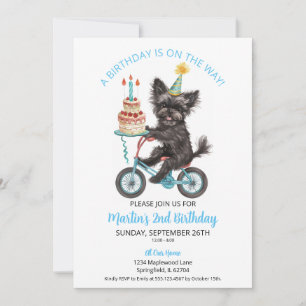 Invitación Affenpinscher en bicicleta con Fiesta del segundo 