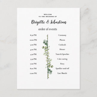 Invitación affiche blanche rustique mariage du jour ordre du 