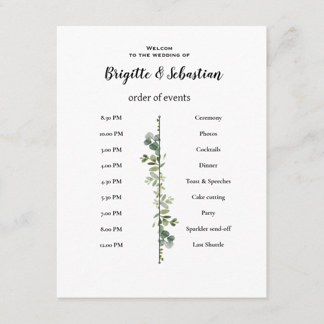 Invitación affiche blanche rustique mariage du jour ordre du  (Anverso)