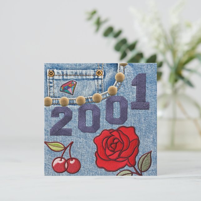 Invitación Afiche de época 2001 Cumpleaños o Reunión (Anverso de pie)