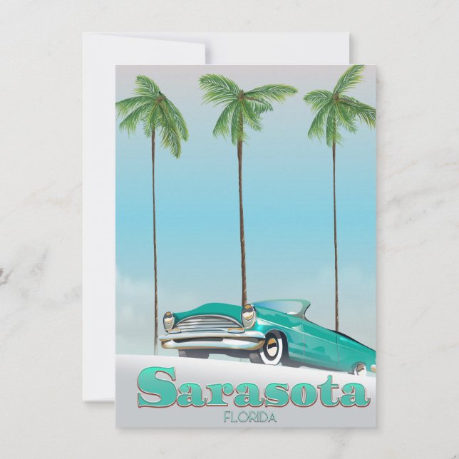 Invitación Afiche de viaje al estilo de Sarasota Florida Vint (Reverso)