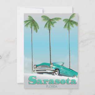 Invitación Afiche de viaje al estilo de Sarasota Florida Vint