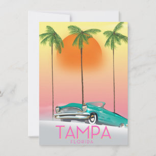 Invitación Afiche de viaje al estilo del Vintage de Tampa Flo