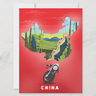 Invitación Afiche de viaje con mapa ilustrado de China
