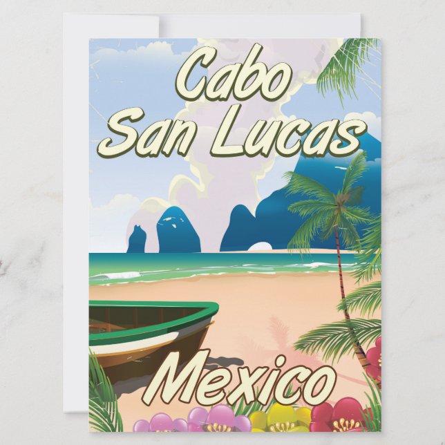 Invitación Afiche de viaje de Cabo San Lucas México (Reverso)