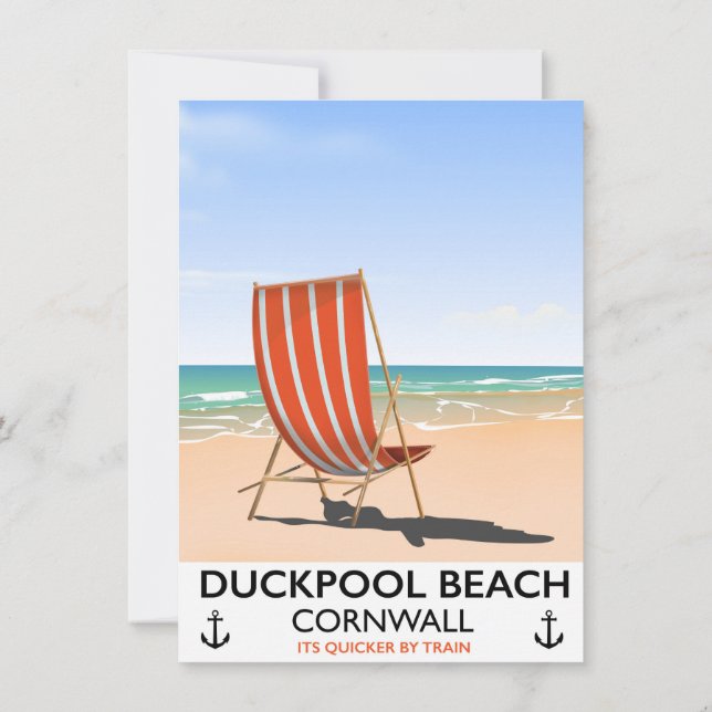 Invitación Afiche de viaje de Duckpool Beach Cornwall (Reverso)