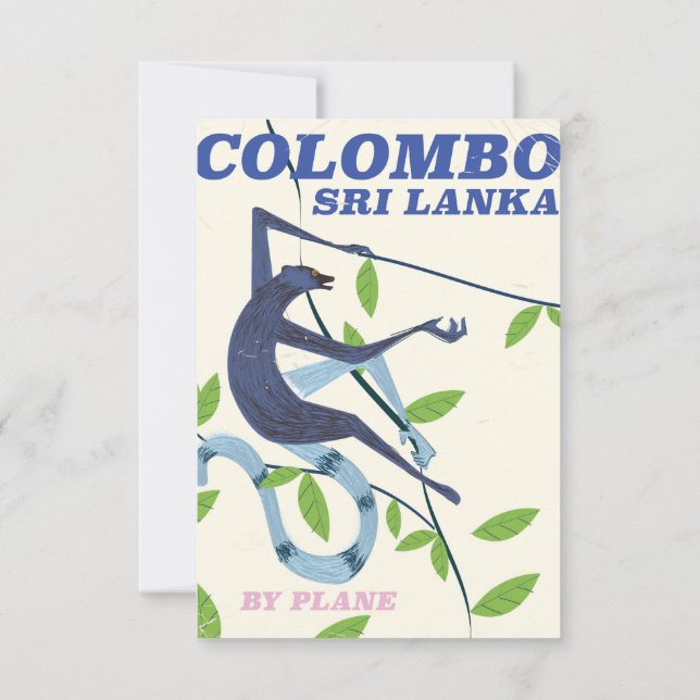 Invitación Afiche de viaje de estilo vintage de Colombo Sri L (Reverso)