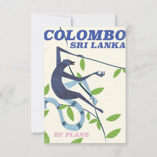 Invitación Afiche de viaje de estilo vintage de Colombo Sri L