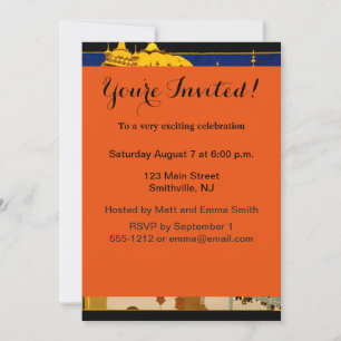 Invitación Afiche de viaje de India arte indio vintage