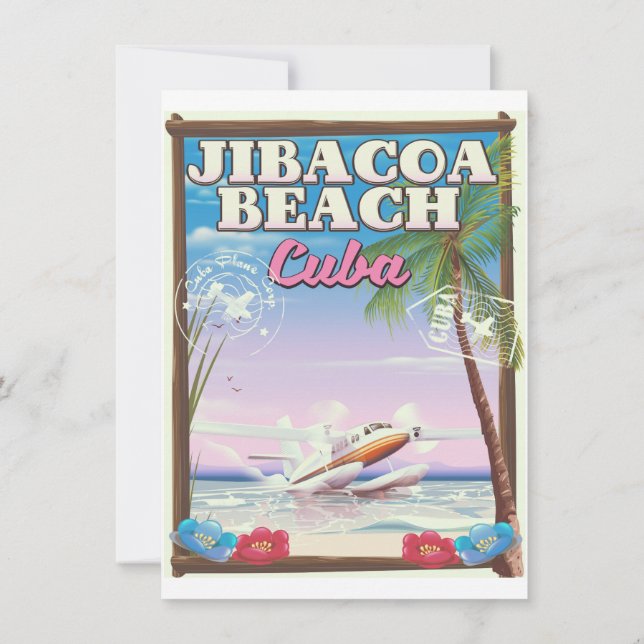 Invitación Afiche de viaje de Jibacoa beach Cuba (Reverso)