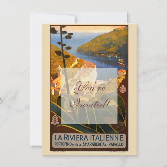 Invitación Afiche de viaje de la Riviera Italiana Europa Ital (Anverso)